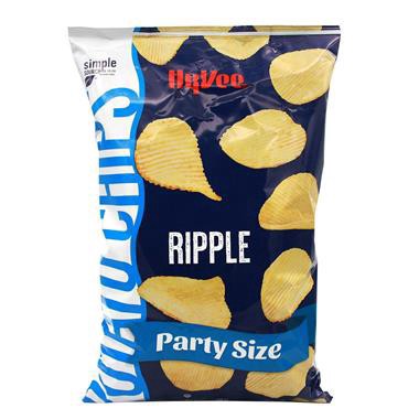 slide 1 of 1, Hy-Vee Ripple Potato Chips Party Size, 13 oz