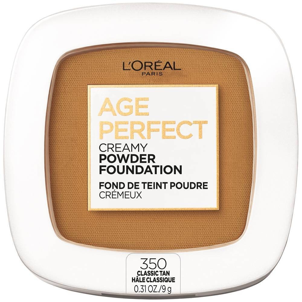 slide 1 of 1, L'Oreal Paris Age Perfect Creamy Pressed Powder Foundation with Minerals - 350 Classic Tan - 0.31oz, 0.31 oz