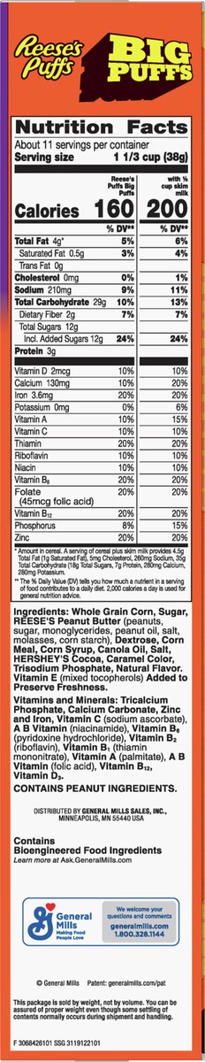 slide 11 of 12, Reese's Puffs Sweet & Crunchy Big Puffs Corn Puffs 15.5 oz, 15.5 oz