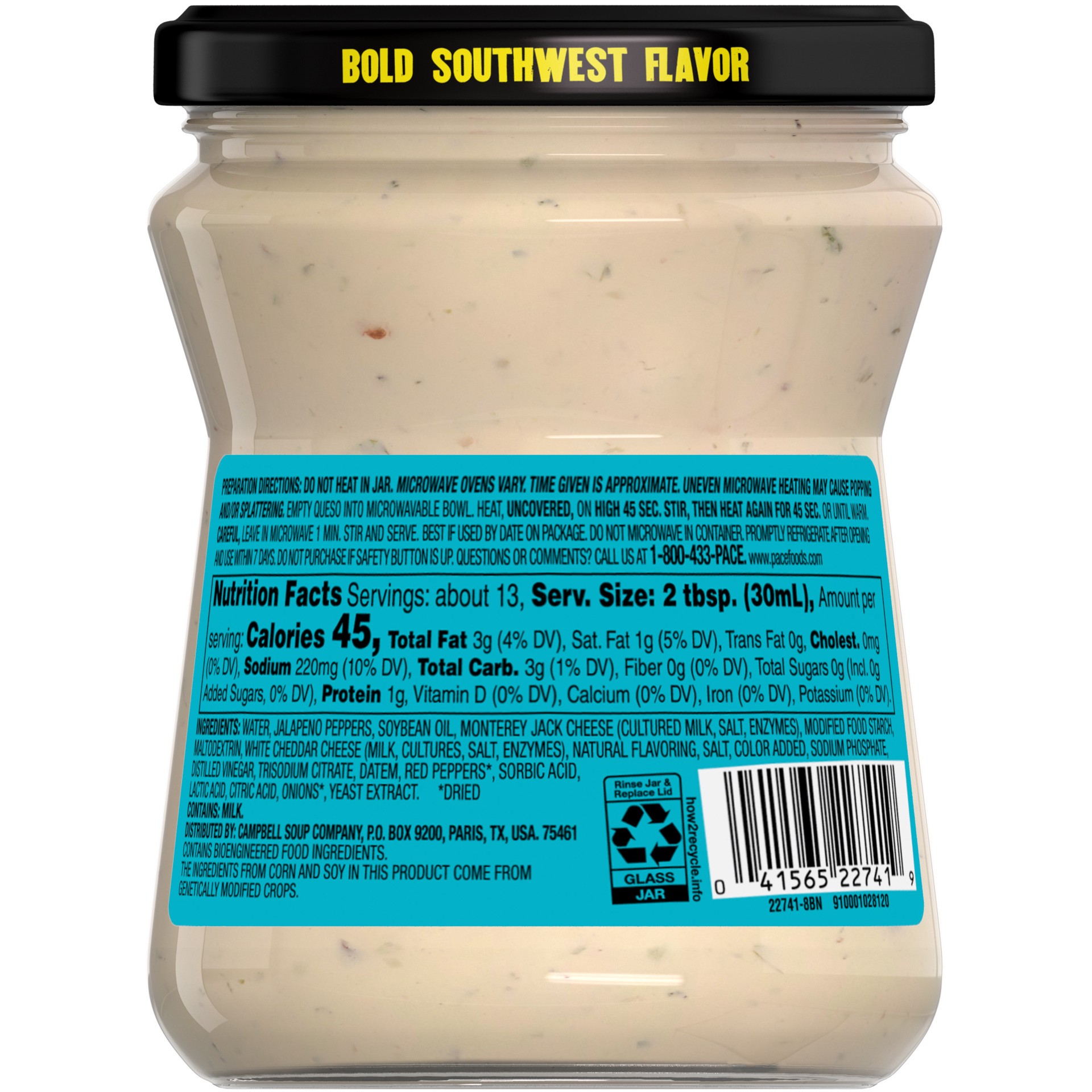slide 5 of 5, Pace Queso, Queso Blanco Cheese Dip, Great for Nachos, 15 Ounce Jar, 15 oz