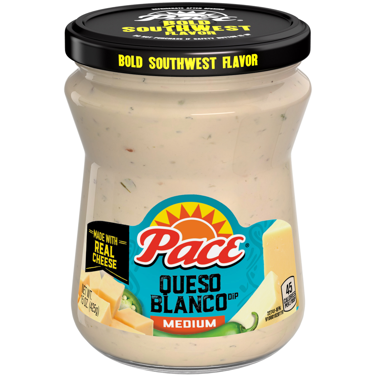 slide 1 of 5, Pace Queso, Queso Blanco Cheese Dip, Great for Nachos, 15 Ounce Jar, 15 oz