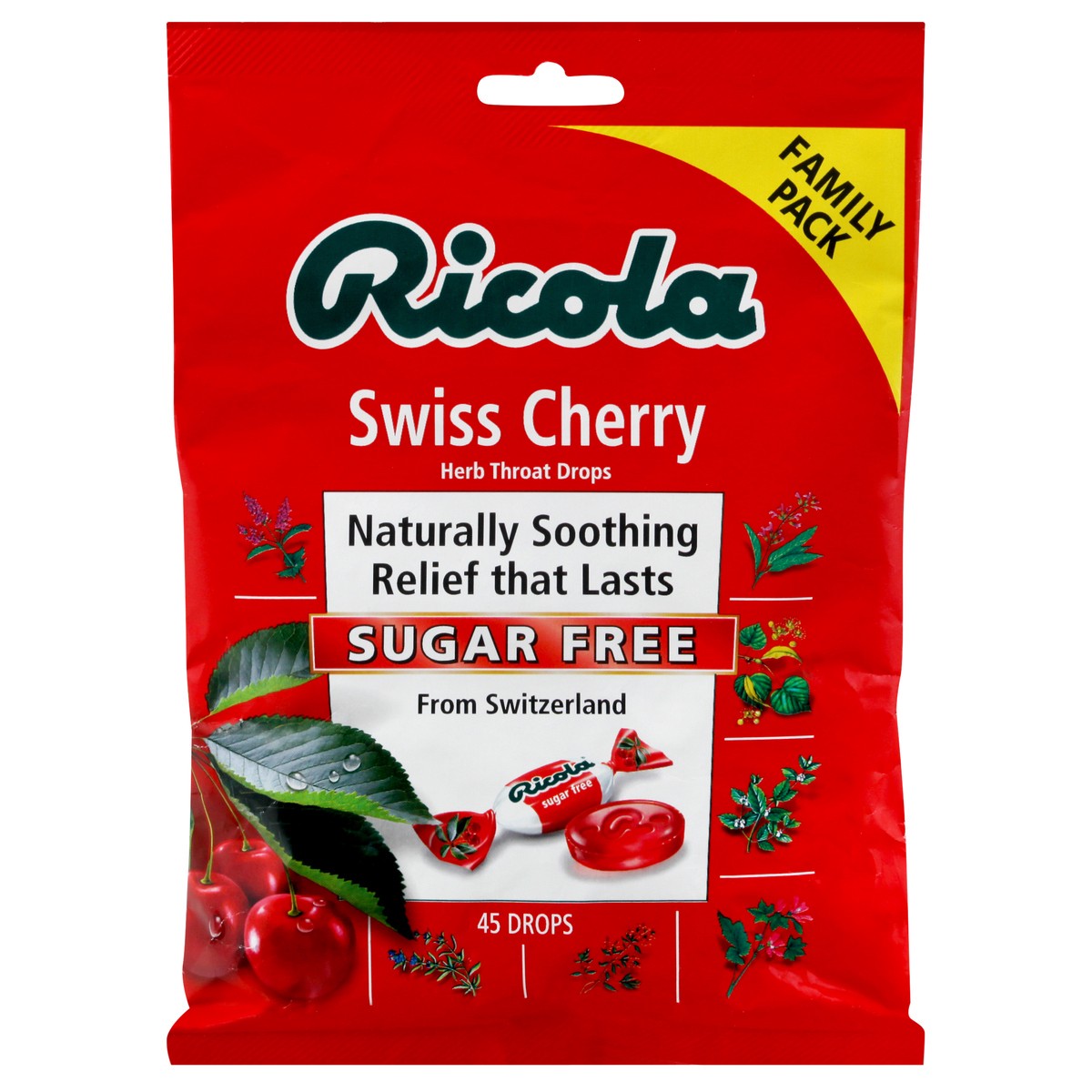 slide 1 of 10, Ricola Family Pack Sugar Free Swiss Cherry Herb Throat Drops 45 ea, 45 ct