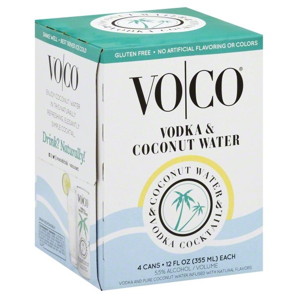 slide 1 of 4, VOCO Vodka & Coconut Water 4 ea, 4 ct