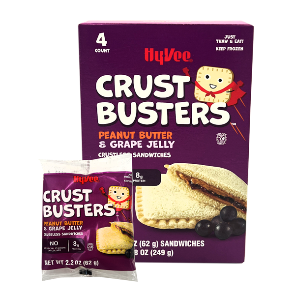 slide 1 of 1, Hy-Vee Crust Busters Peanut Butter & Grape Jelly, 4 Count, 1 ct