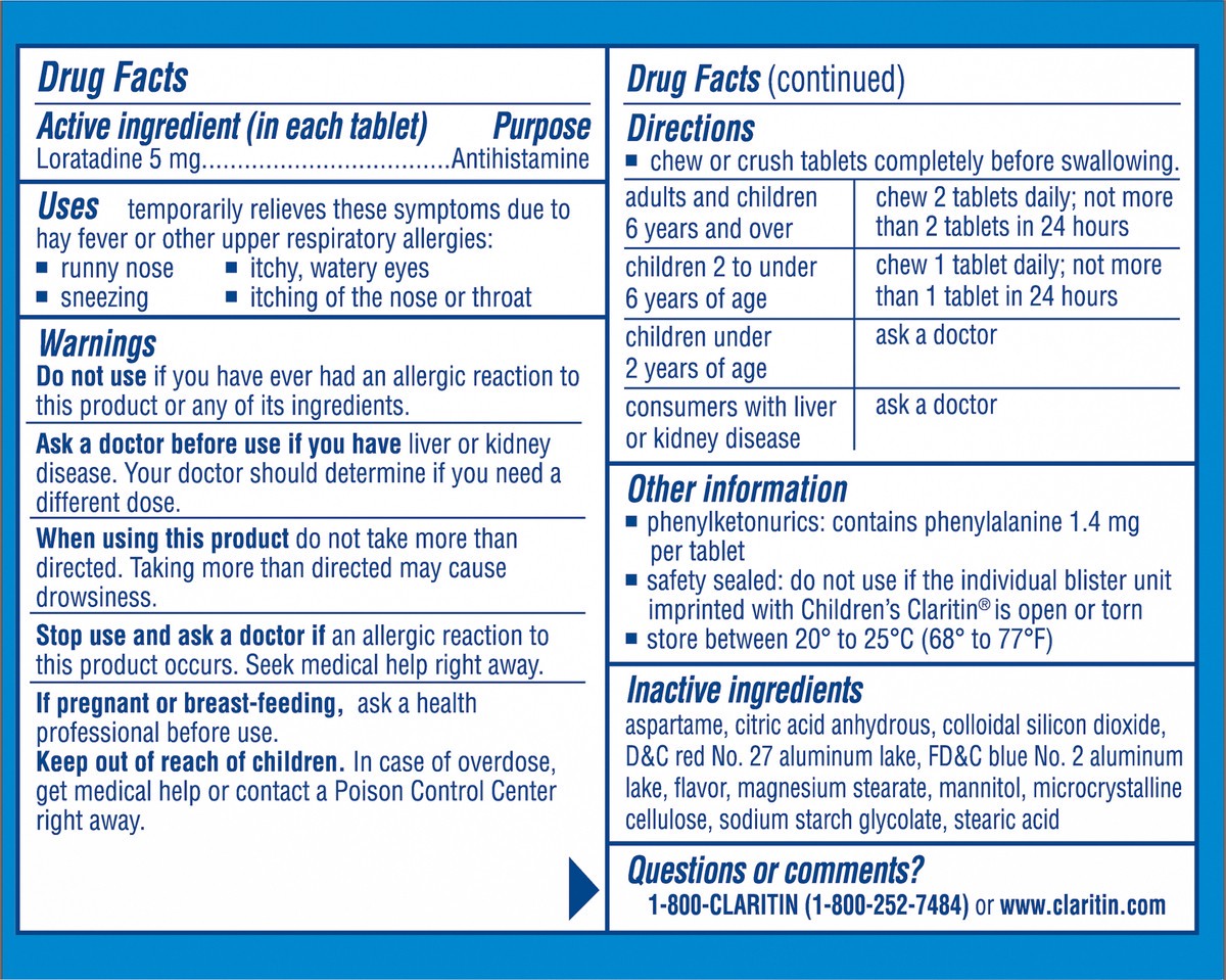 slide 4 of 10, Claritin Grape Children's Chewable, 20 ct; 5 mg