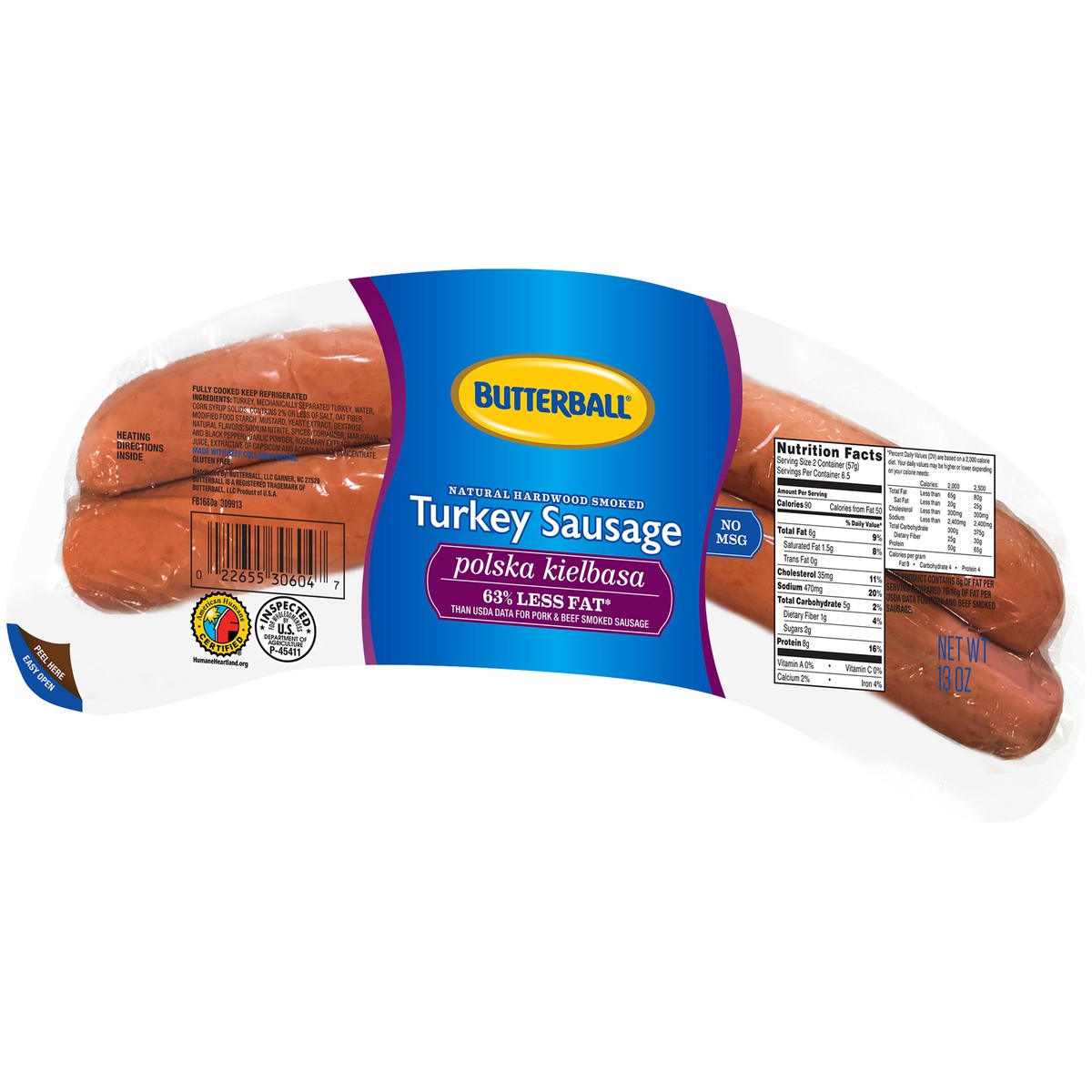 slide 13 of 14, Butterball Polska Kielbasa Natural Hardwood Smoked Turkey Sausage 13 oz. Package, 13 oz