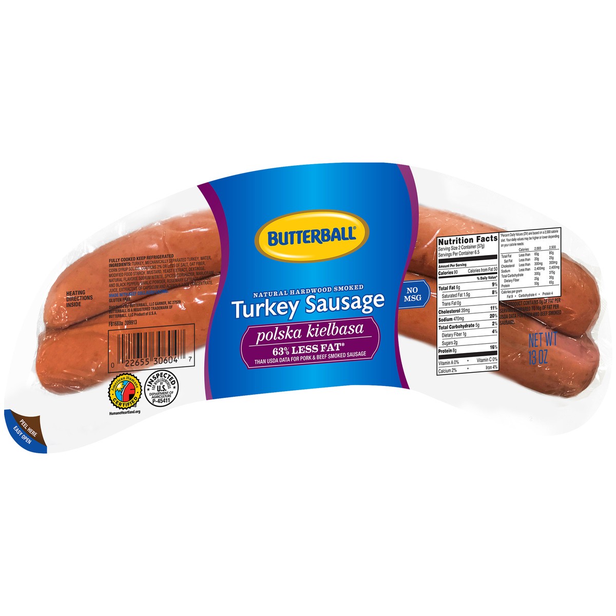 slide 11 of 14, Butterball Polska Kielbasa Natural Hardwood Smoked Turkey Sausage 13 oz. Package, 13 oz