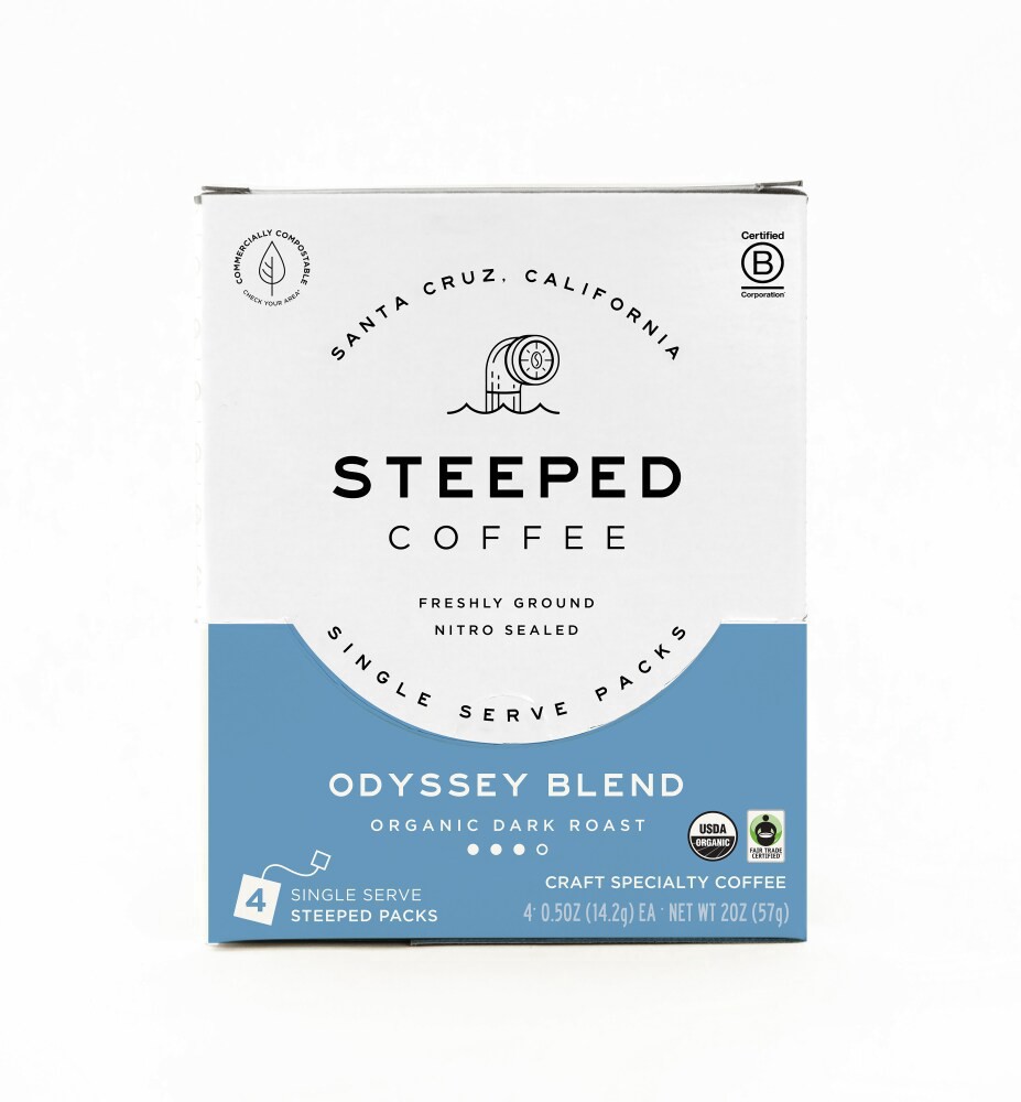 slide 1 of 1, Steeped Coffee Organic Odyssey Dark Roast, 4 ct