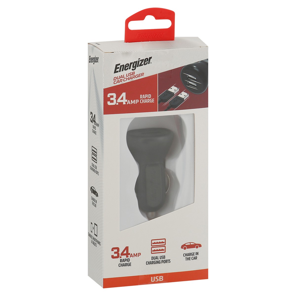 slide 9 of 9, Energizer 3.4 Amp Dual USB Car Charger 1 ea, 1 ct