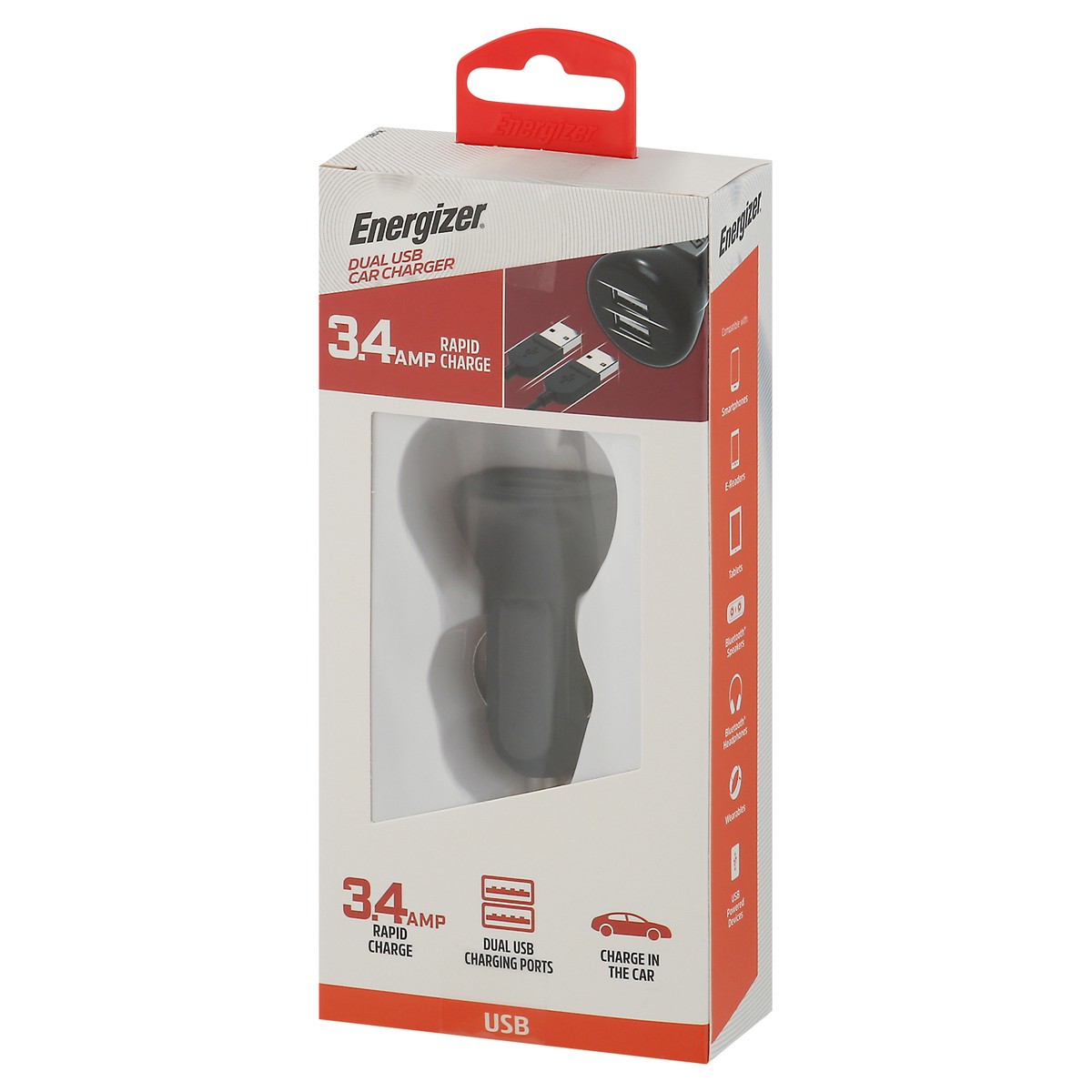 slide 3 of 9, Energizer 3.4 Amp Dual USB Car Charger 1 ea, 1 ct