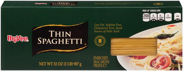 slide 1 of 8, Hy-vee Enriched Macaroni Product, Thin Spaghetti, 32 oz