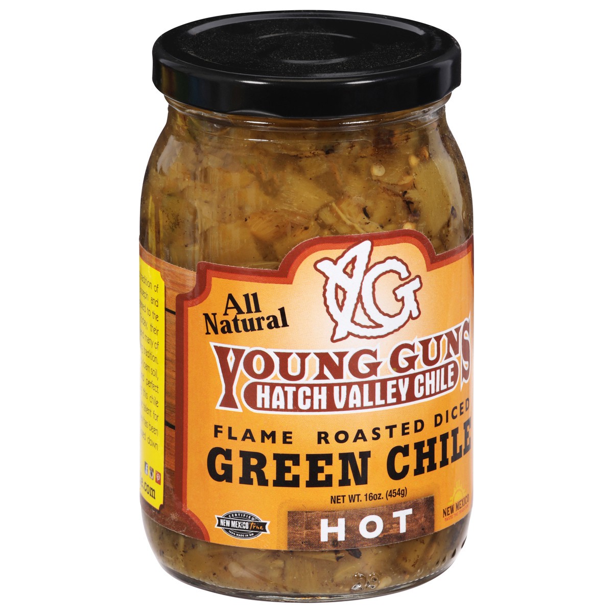 slide 6 of 14, Young Guns Hot Flame Roasted Diced Green Chile 16 oz, 16 oz