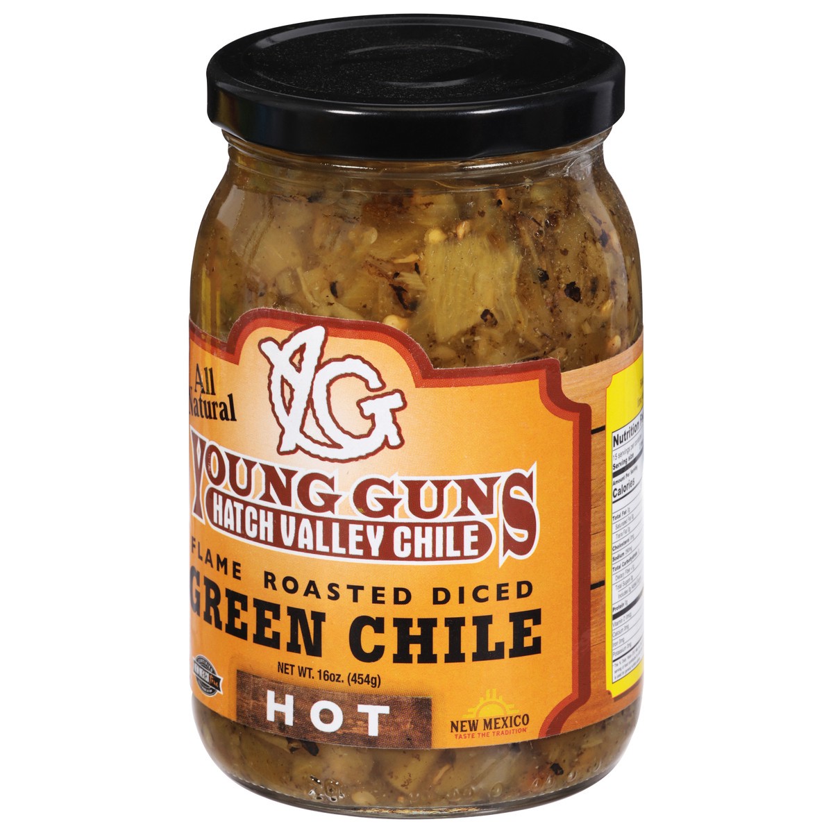slide 11 of 14, Young Guns Hot Flame Roasted Diced Green Chile 16 oz, 16 oz