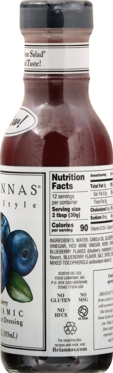 slide 3 of 9, BRIANNAS Home Style Blueberry Balsamic Vinaigrette Dressing 12 oz, 12 oz