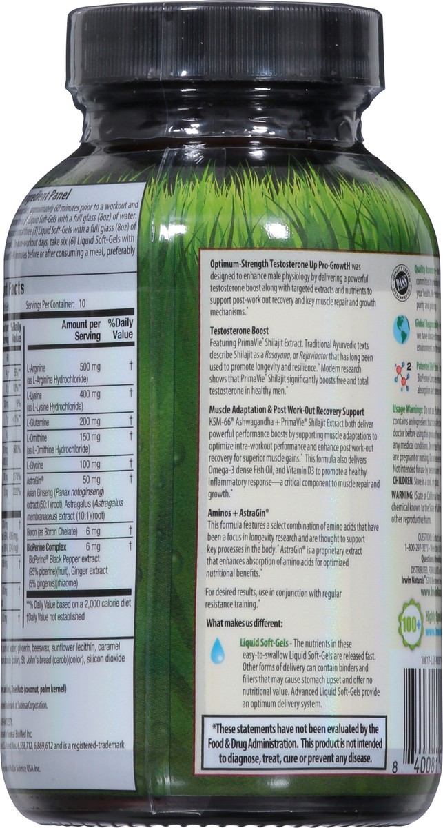 slide 2 of 14, Irwin Naturals Pro-Growth Optimum Strength Testosterone UP 60 Liquid Soft-Gels, 60 ct