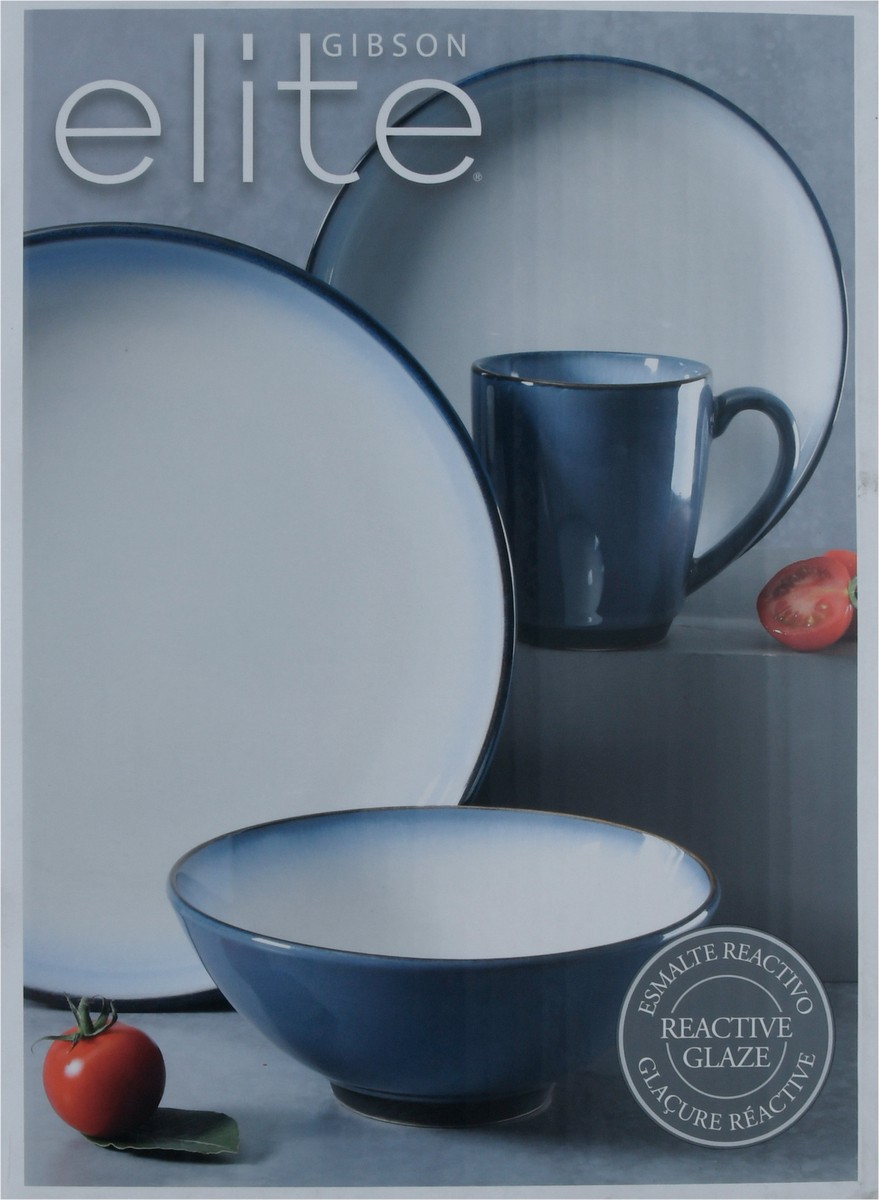 slide 10 of 11, Gibson Elite Serene Fountain Blue Stoneware Dinnerware Set 16 pc, 16 ct