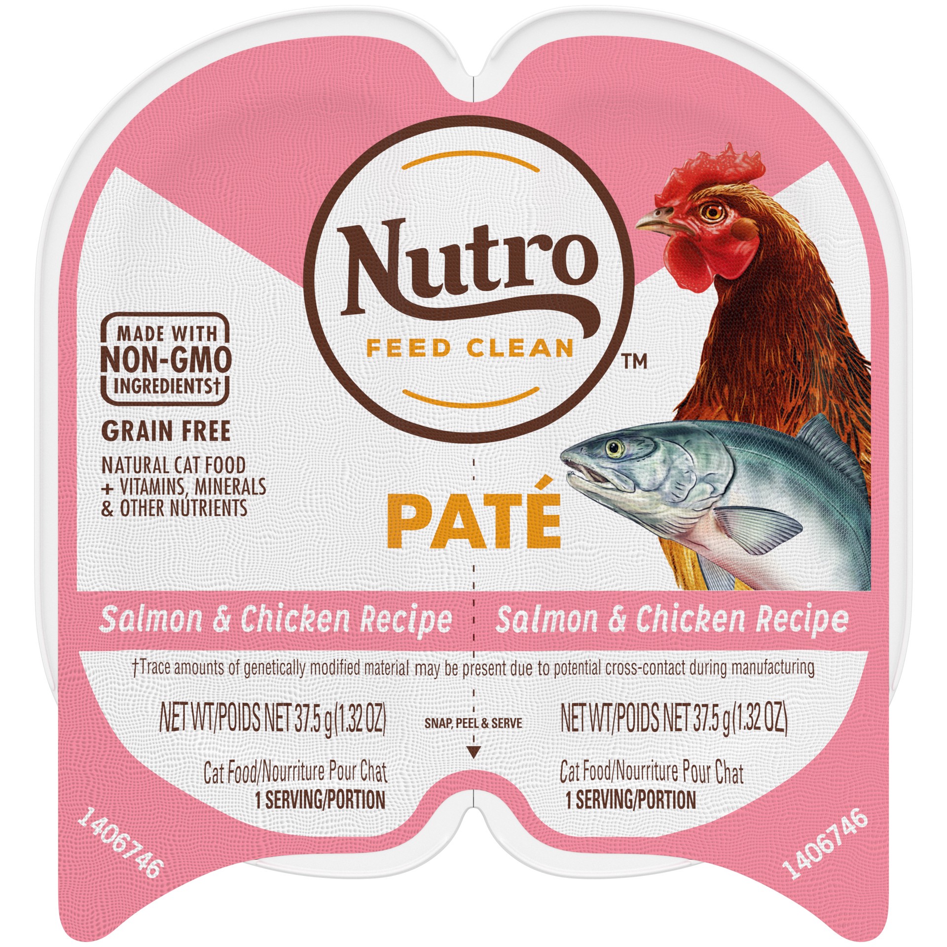 slide 1 of 5, Nutro Feed Clean Pate Grain Free Salmon & Chicken Recipe Cat Food 2 - 1.3 oz Tubs, 2 ct