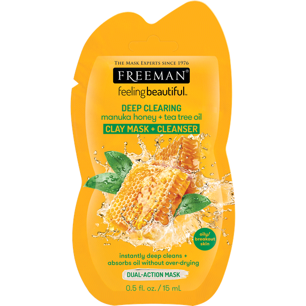 slide 1 of 1, Freeman Feeling Beautiful Deep Clearing Manuka Honey + Tea Tree Oil Clay Mask + Cleanser, 1 ct