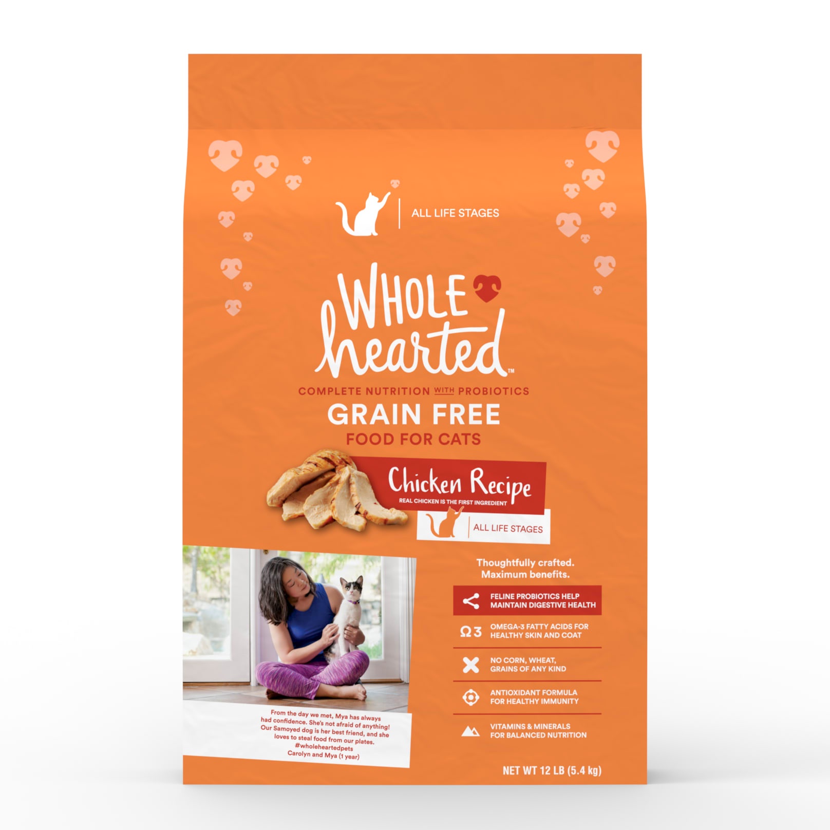 slide 1 of 1, WholeHearted Grain Free Chicken Formula Dry Cat Food, 12 lb