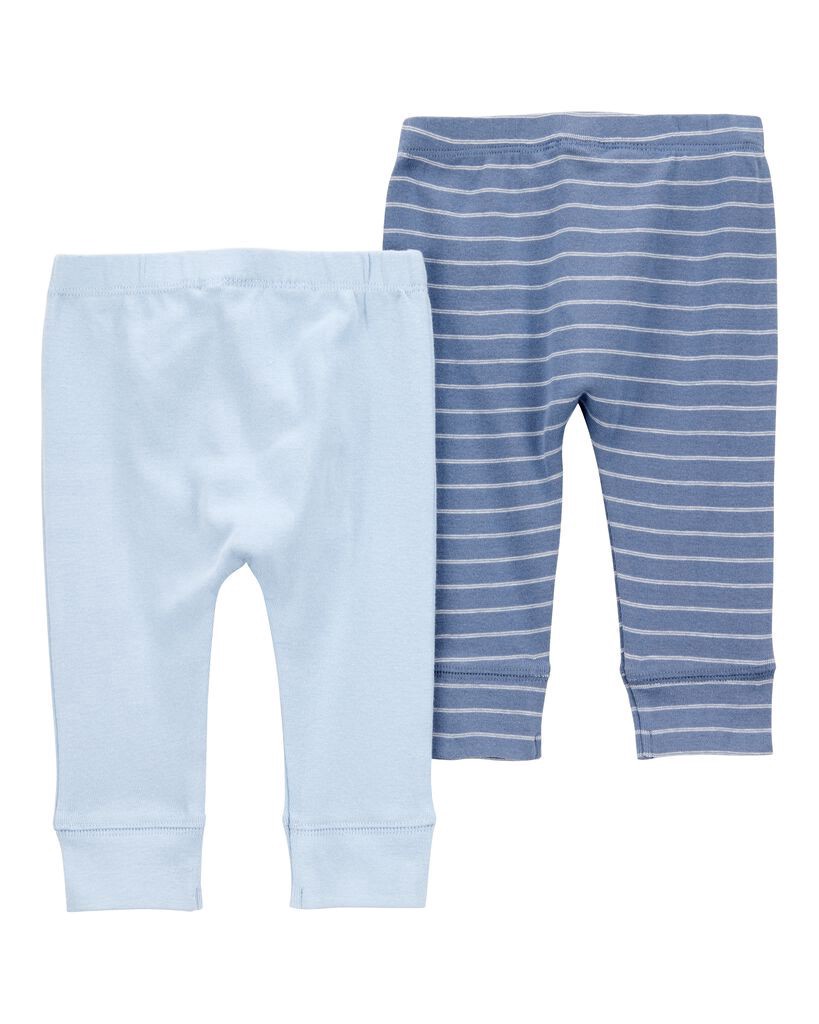 slide 2 of 4, Carter's Baby 2-Pack Pull-On Cotton Pants Blue 9M, 1 ct