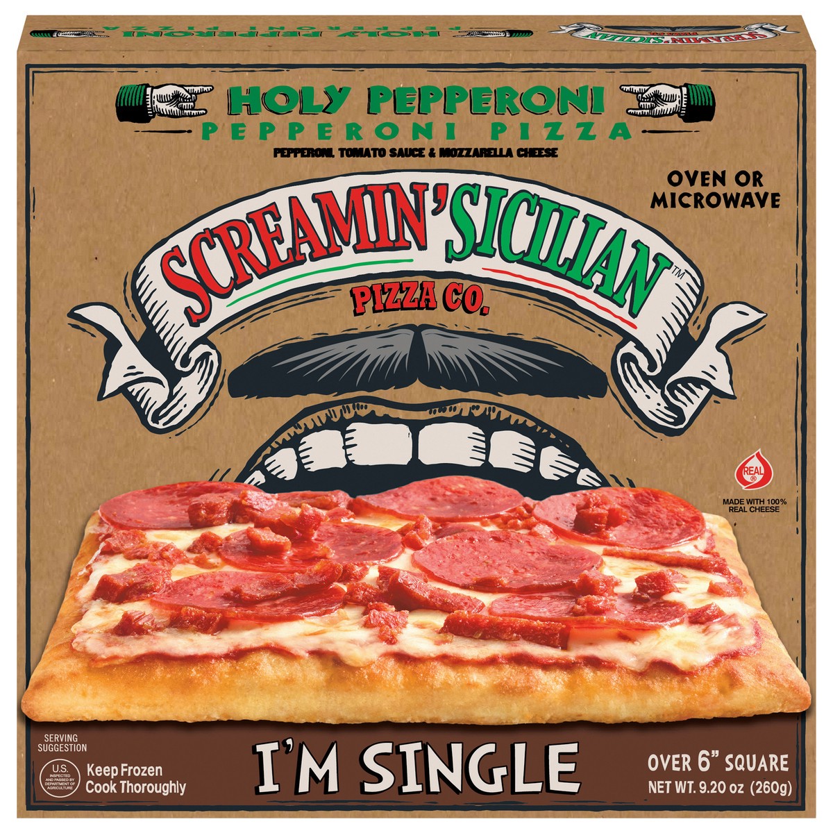 slide 1 of 11, Screamin' Sicilian I'm Single Holy Pepperoni Pizza 9.20 oz, 9.2 oz