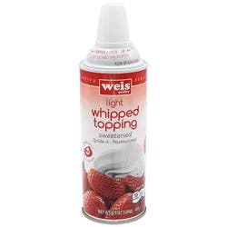 Weis Quality Light Sweetened Real Cream Aerosol Whipped Topping