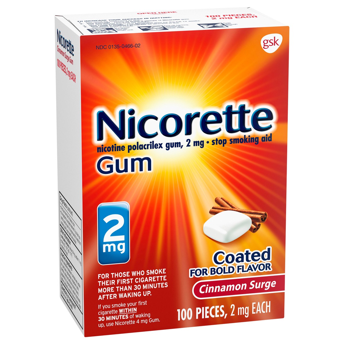 slide 2 of 9, Nicorette Nicotine Gum to Help Stop Smoking, 2 mg, Cinnamon Surge Flavor - 100 Count, 