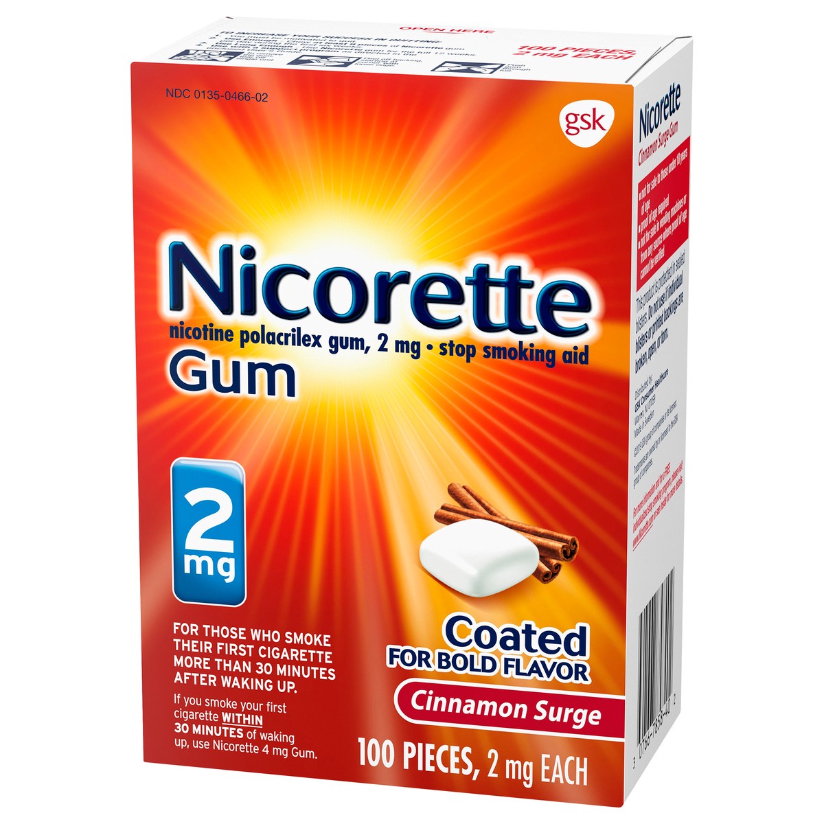 slide 6 of 9, Nicorette Nicotine Gum to Help Stop Smoking, 2 mg, Cinnamon Surge Flavor - 100 Count, 