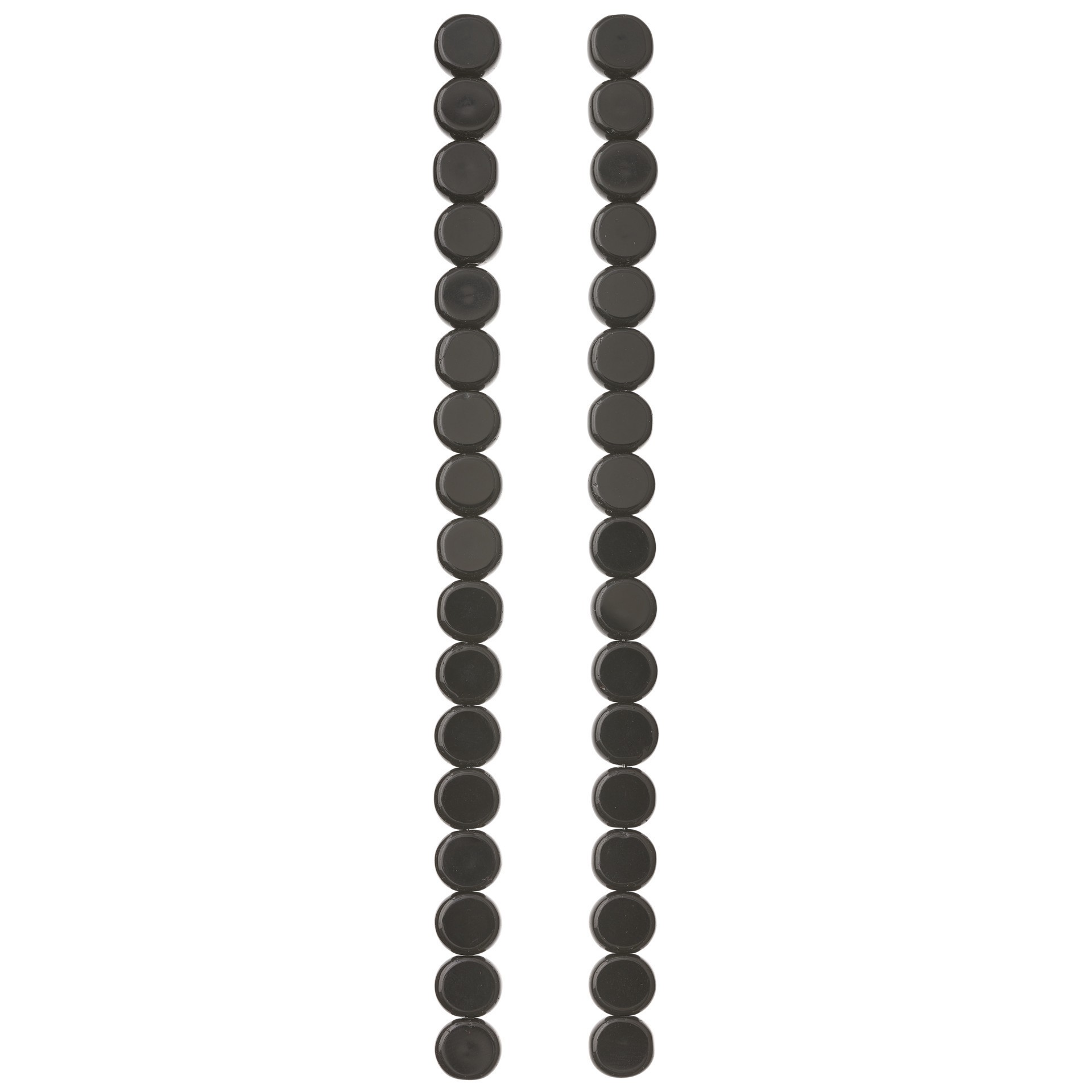 slide 2 of 3, Jet Black Coin Glass Beads, 10mm By Bead Landing, 10mm