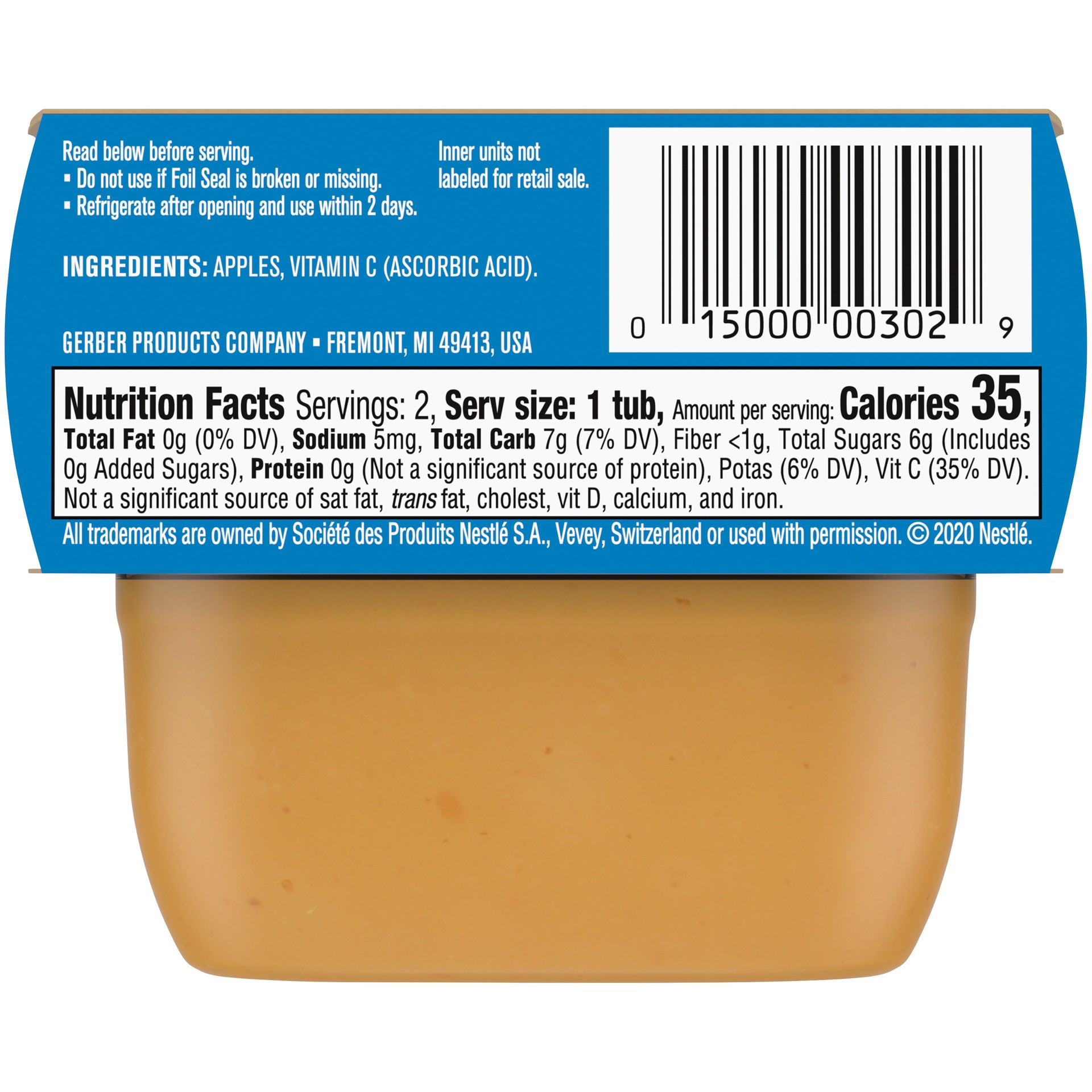 slide 5 of 5, Gerber 1st Foods Natural for Baby Apple Baby Food, 2-2 oz. Tubs, 4 oz