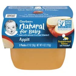 Gerber Stage 1 Baby Food, Apple Puree Tub, Baby Puree, 2PK
