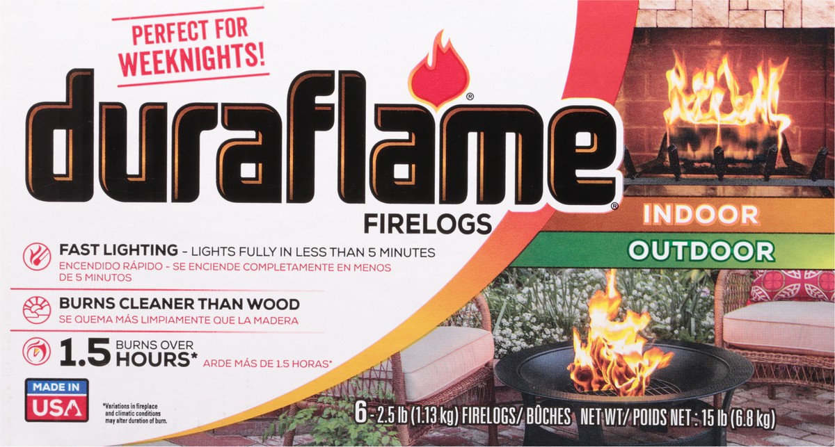 slide 5 of 9, Duraflame Indoor/Outdoor Firelogs 6 - 2.5 lb Firelogs, 6 ct