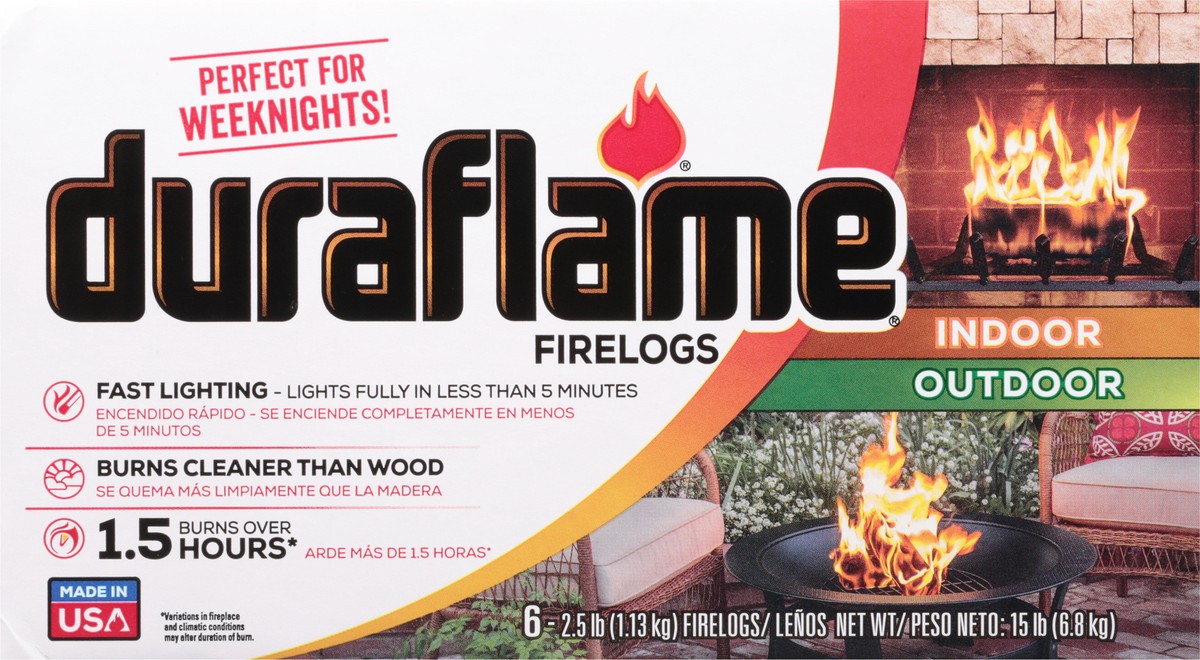 slide 6 of 9, Duraflame Indoor/Outdoor Firelogs 6 - 2.5 lb Firelogs, 6 ct