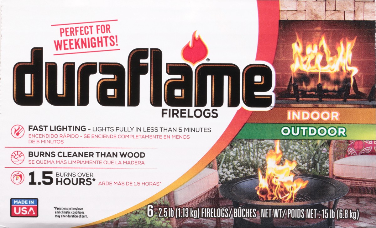 slide 7 of 9, Duraflame Indoor/Outdoor Firelogs 6 - 2.5 lb Firelogs, 6 ct