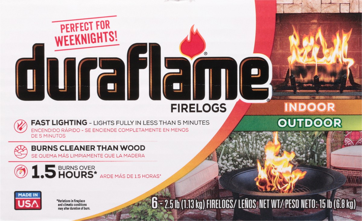 slide 8 of 9, Duraflame Indoor/Outdoor Firelogs 6 - 2.5 lb Firelogs, 6 ct