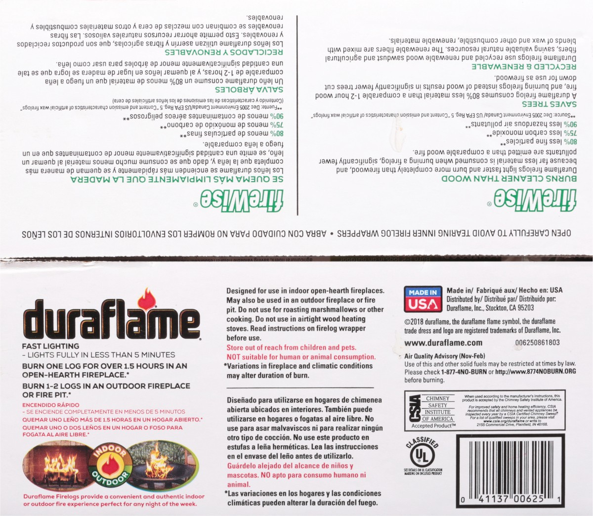 slide 9 of 9, Duraflame Indoor/Outdoor Firelogs 6 - 2.5 lb Firelogs, 6 ct