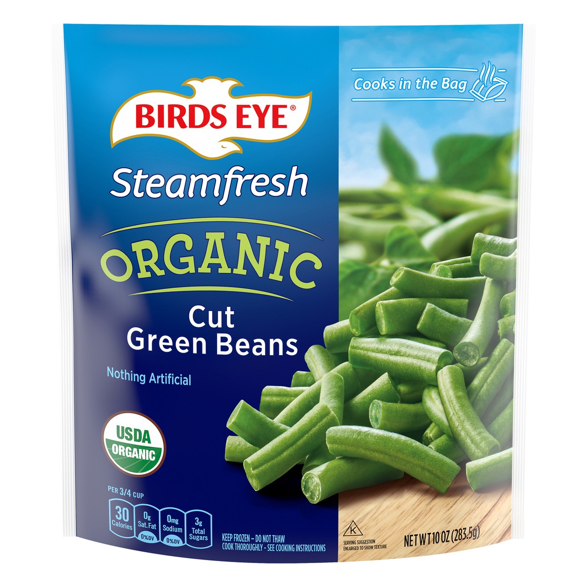 slide 1 of 11, Birds Eye Steamfresh Organic Cut Green Beans, 10 oz
