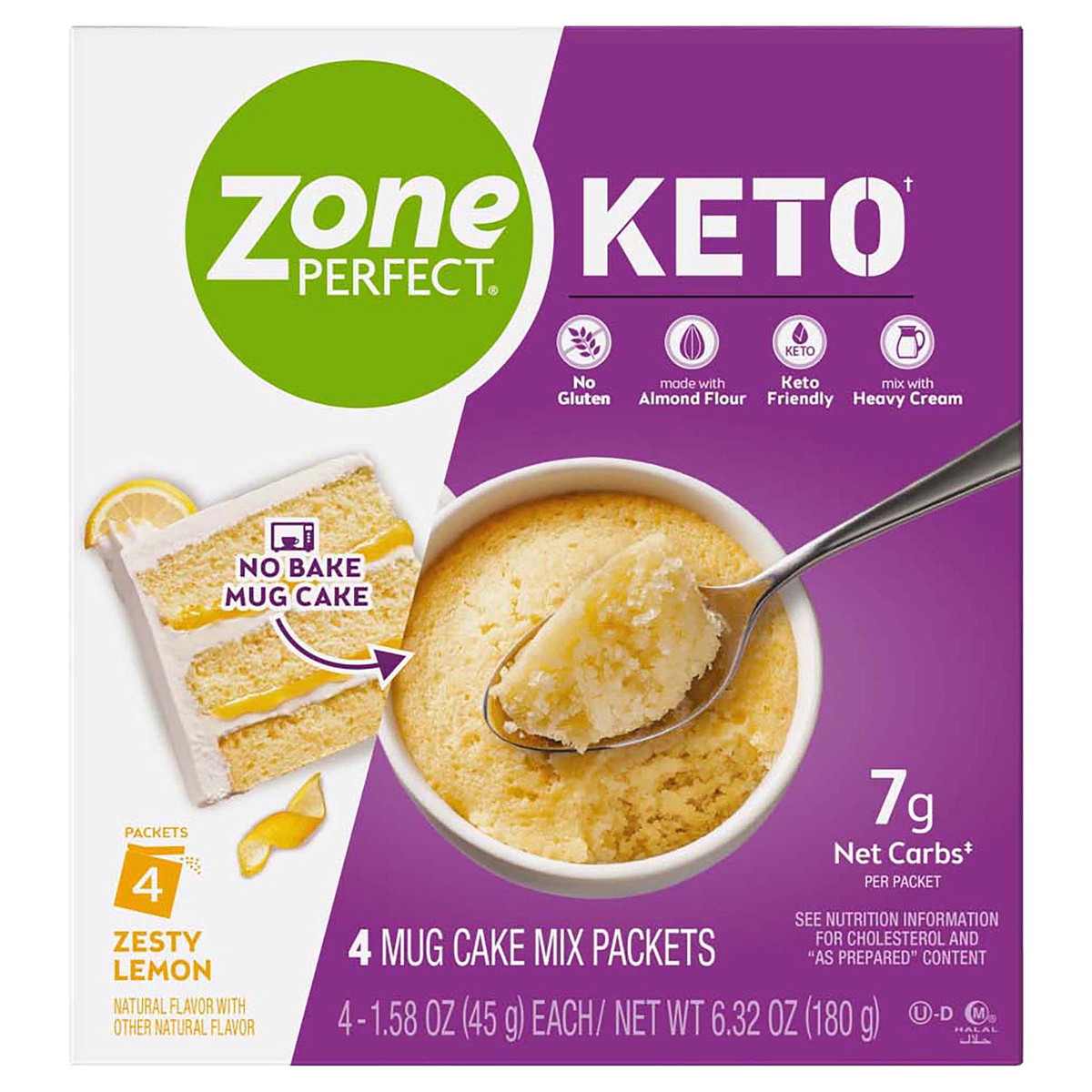 slide 1 of 1, Zone Perfect Keto Zesty Lemon Mug Cake Mix, 4 ct