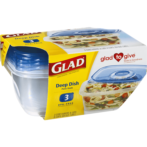 slide 2 of 4, Glad Deep Dish Food Storage Containers, 3 ct; 64 oz