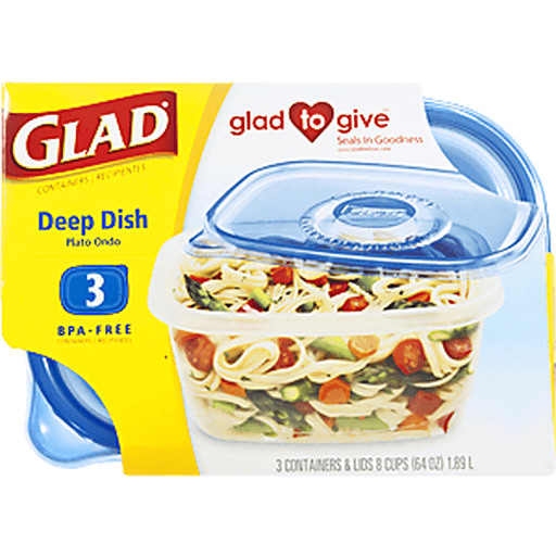 slide 4 of 4, Glad Deep Dish Food Storage Containers, 3 ct; 64 oz