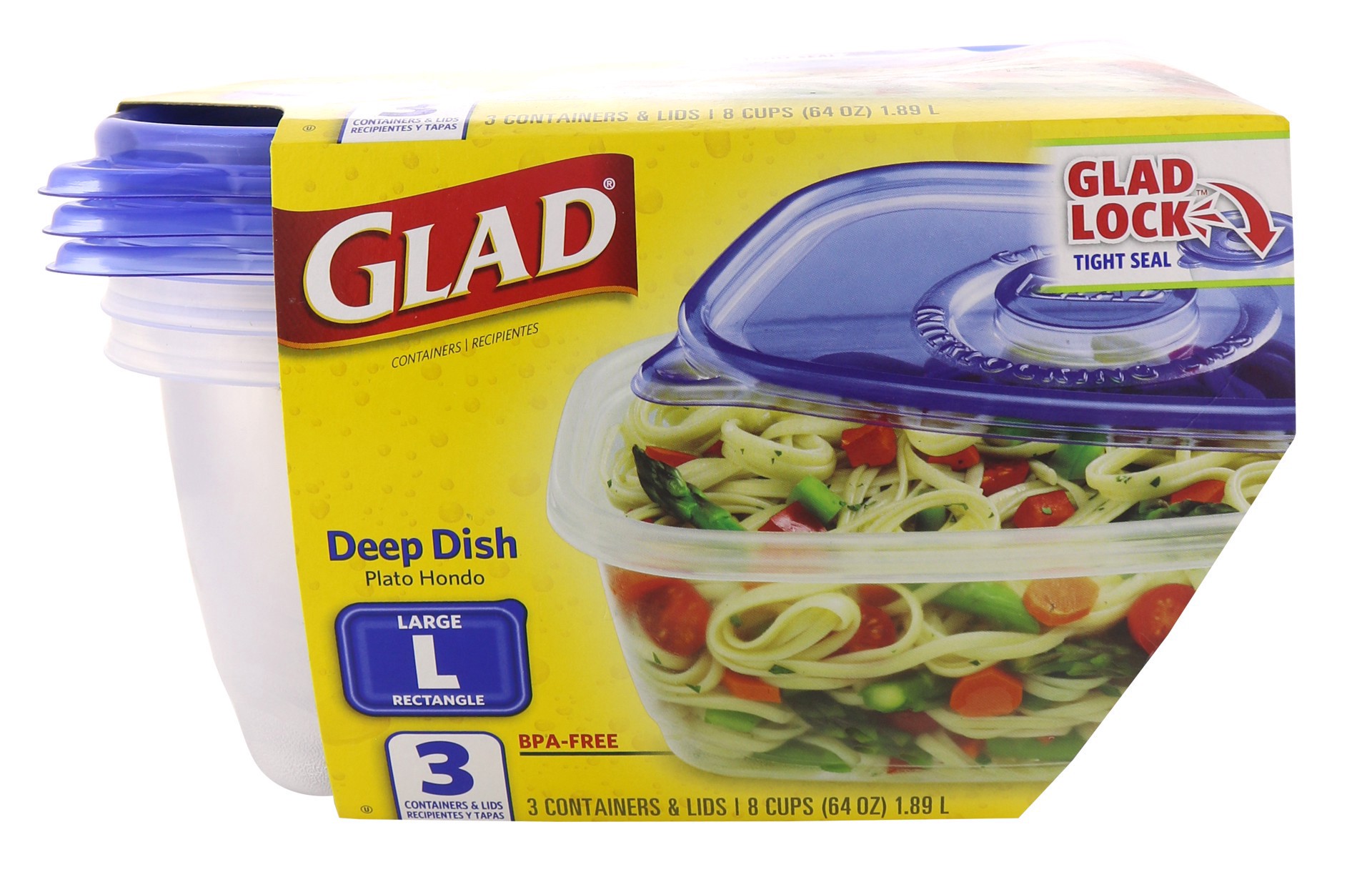slide 1 of 4, Glad Deep Dish Food Storage Containers, 3 ct; 64 oz