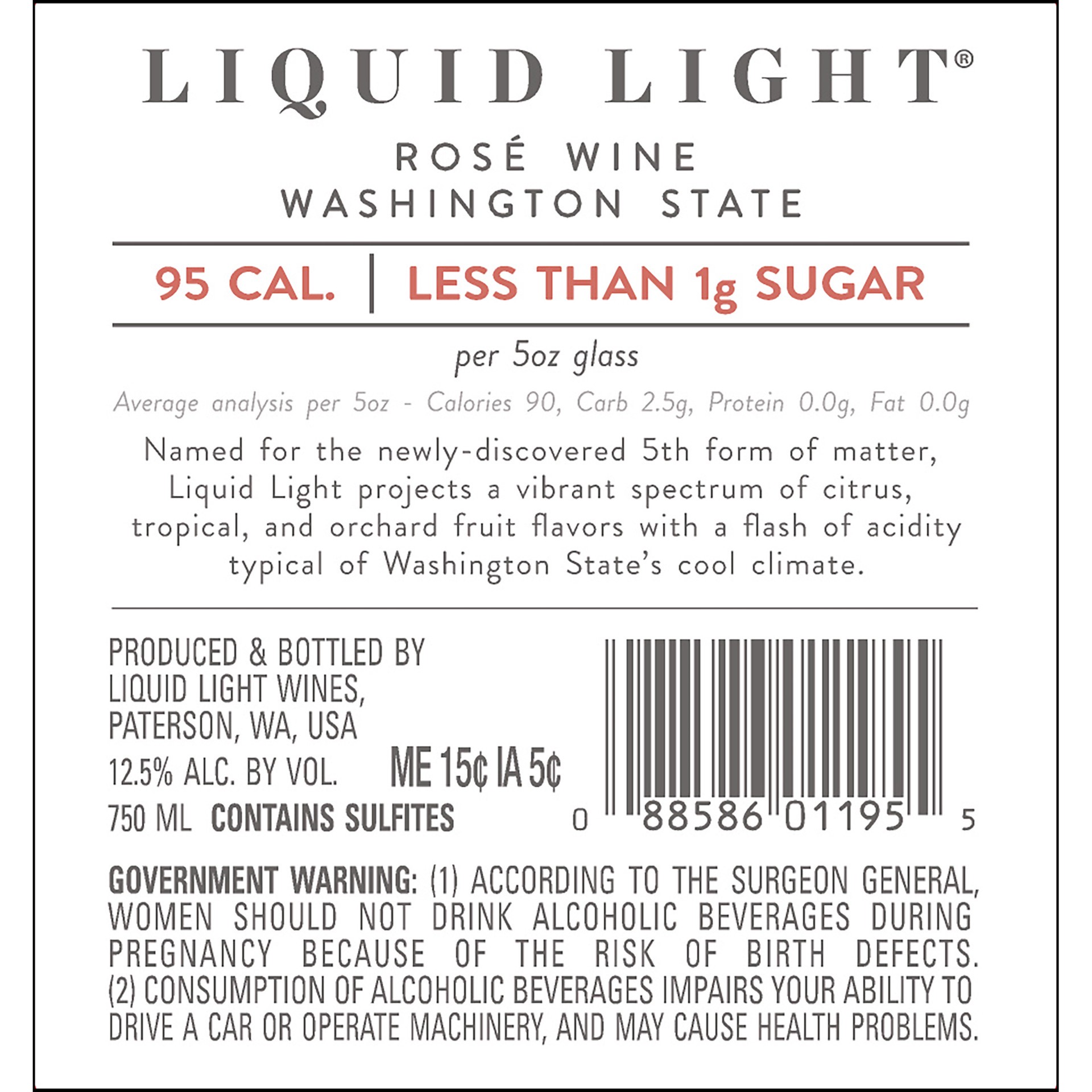 slide 3 of 7, Liquid Light Rose Wine 750 mL Bottle, 750 ml
