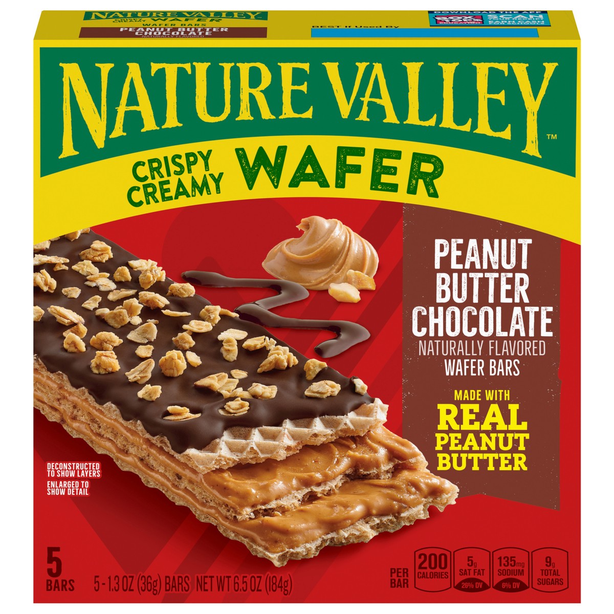 slide 7 of 15, Nature Valley Wafer Bars, Peanut Butter Chocolate, 5 Bars, 6.5 OZ, 5 ct