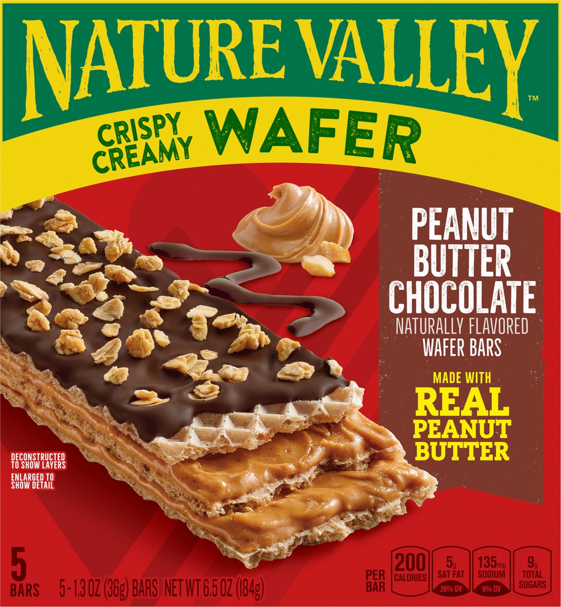 slide 14 of 15, Nature Valley Wafer Bars, Peanut Butter Chocolate, 5 Bars, 6.5 OZ, 5 ct