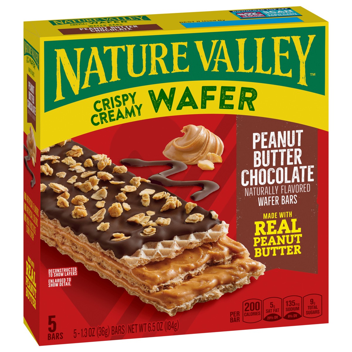 slide 13 of 15, Nature Valley Wafer Bars, Peanut Butter Chocolate, 5 Bars, 6.5 OZ, 5 ct