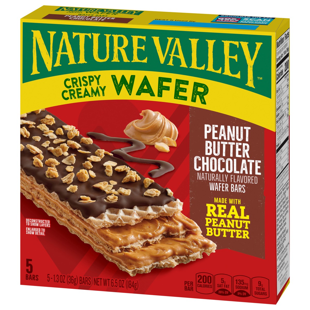 slide 11 of 15, Nature Valley Wafer Bars, Peanut Butter Chocolate, 5 Bars, 6.5 OZ, 5 ct