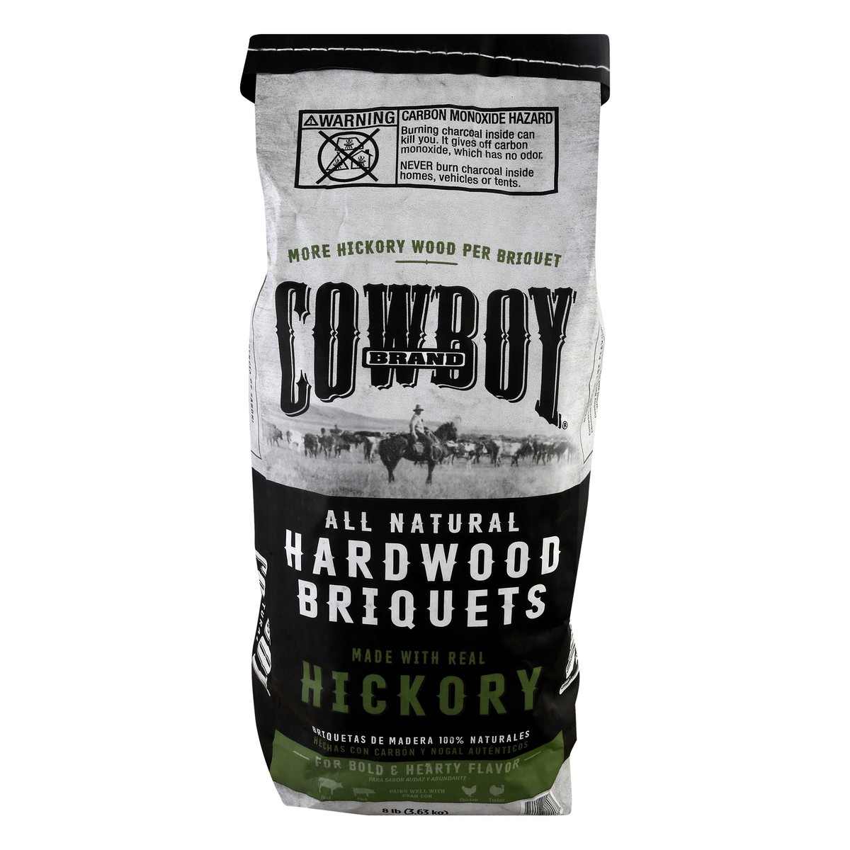 slide 4 of 11, Cowboy Charcoal Hickory Hardwood Briquets 8 lb, 8 lb