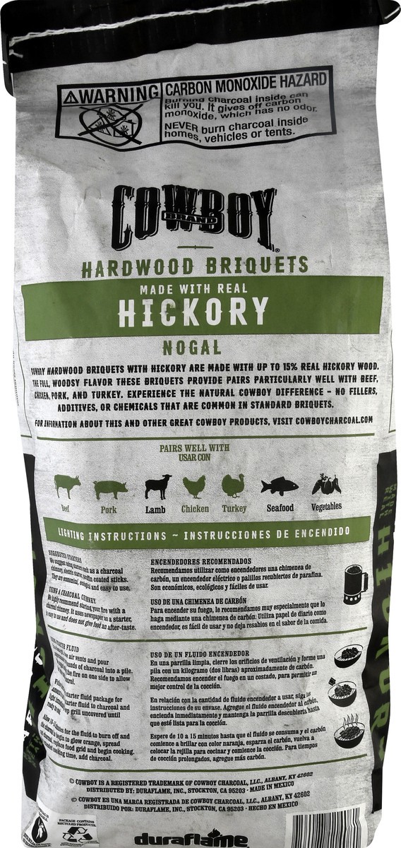 slide 8 of 11, Cowboy Charcoal Hickory Hardwood Briquets 8 lb, 8 lb