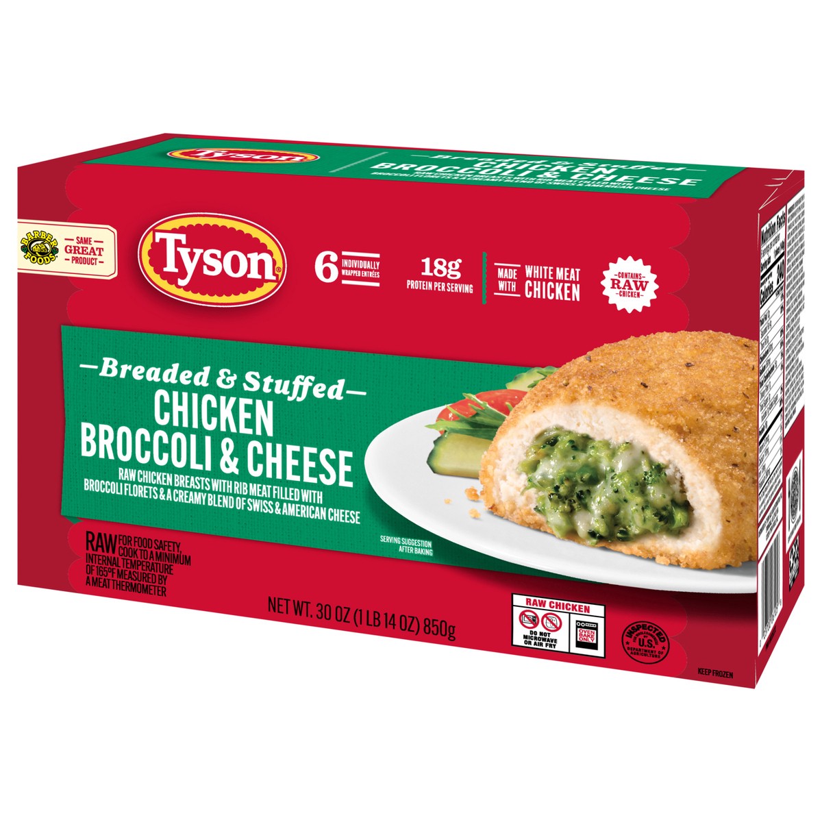 slide 12 of 16, Tyson Frozen Stuffed Chicken Breasts Broccoli Cheese, 6 Count, 6 ct