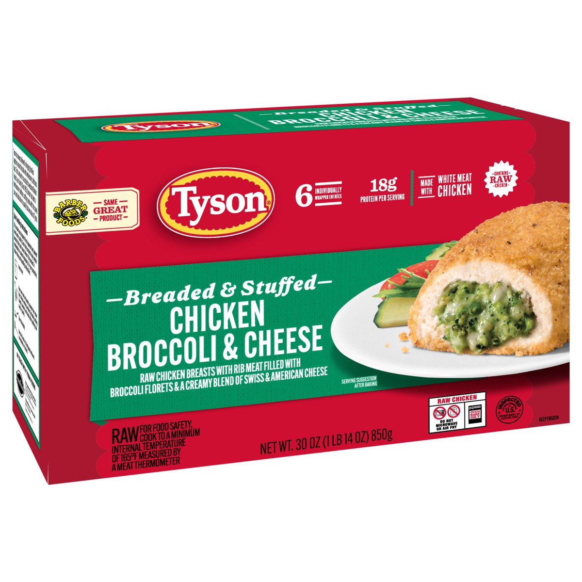 slide 2 of 16, Tyson Frozen Stuffed Chicken Breasts Broccoli Cheese, 6 Count, 6 ct